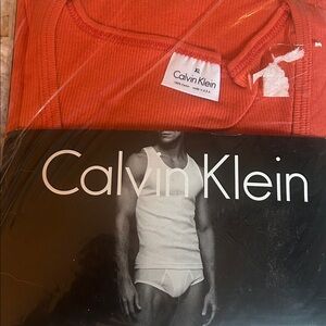 NEW CK classic rib tank top orange XL